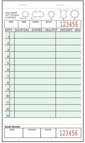 G4774 1B Green 1 Part Guest Checks Case of 2,500  