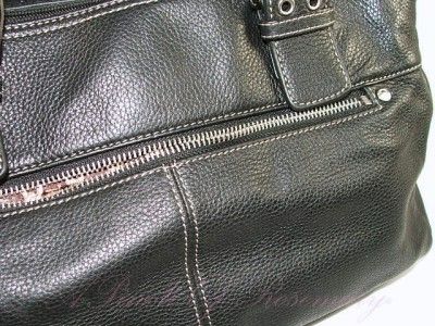 Tignanello Pocket Perfection Swagger Leather Satchel Bag Purse Black 