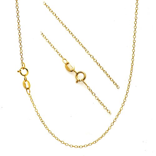 18K Gold over Silver 1mm Thin Cable Chain Necklace  