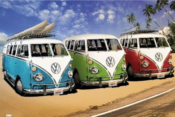 AUTOS ~ VOLKSWAGEN CAMPER SURF TRIO CLASSIC POSTER 0414  