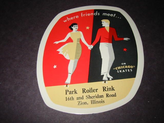 Old PARK Roller Skating Rink Label   ZION Illinois  