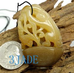 Natural Hetian Nephrite Jade Carving / Pendant Monkey  