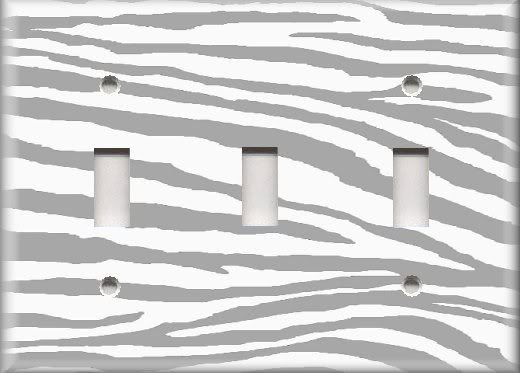 Light Switch Plate Cover   Animal Print Decor   Grey And White Zebra 
