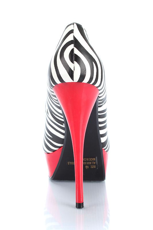 Zebra Red Platform Stiletto Round Toe High Heel Pump Neutral01 Sexy 