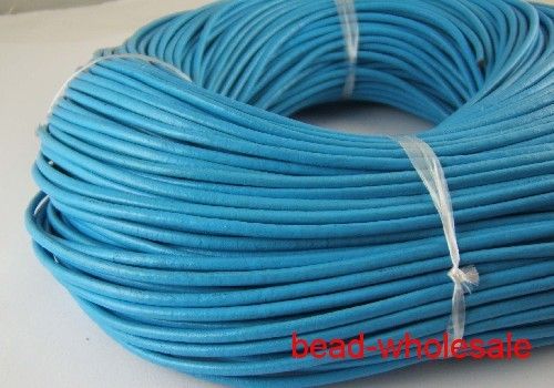 100m real leather necklace blue cord 1mm  