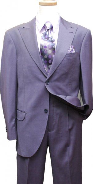 Azione by Zanetti Plum With Lavender/Apple Green Pinstripes Super 120 