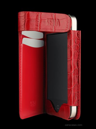 SENA HAMPTON WALLET CROCO RED CASE FOR IPHONE 4/4S  