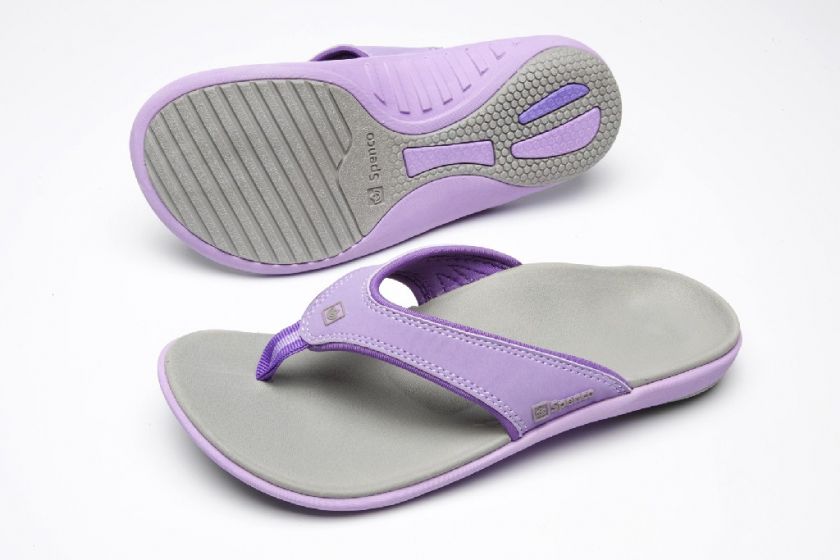 Spenco Yumi   Womens Grey/Purple   Arch Support Flips for Plantar 