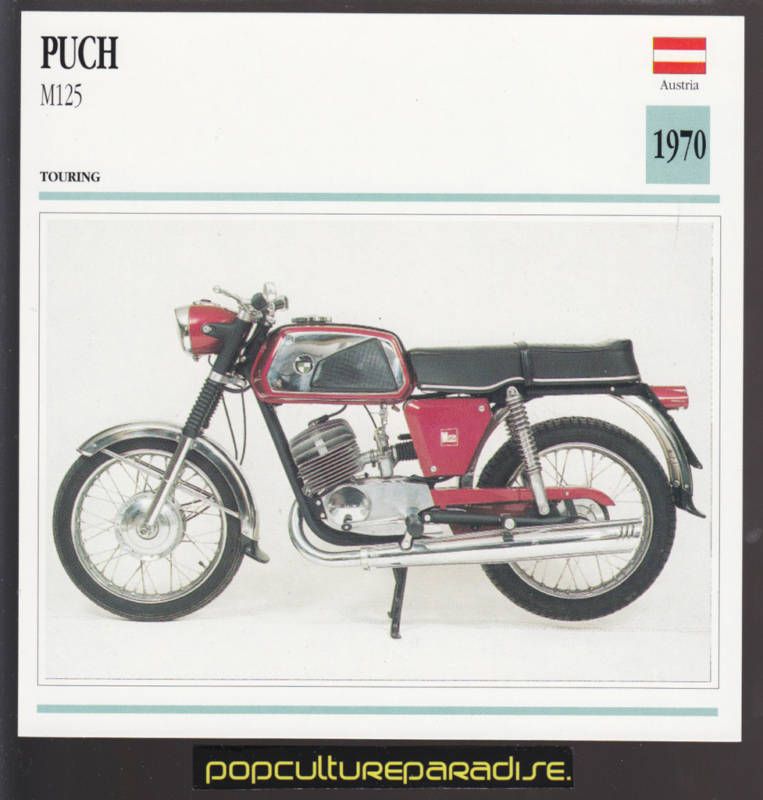 1970 PUCH M125 Austria MOTORCYCLE ATLAS PHOTO SPEC CARD  