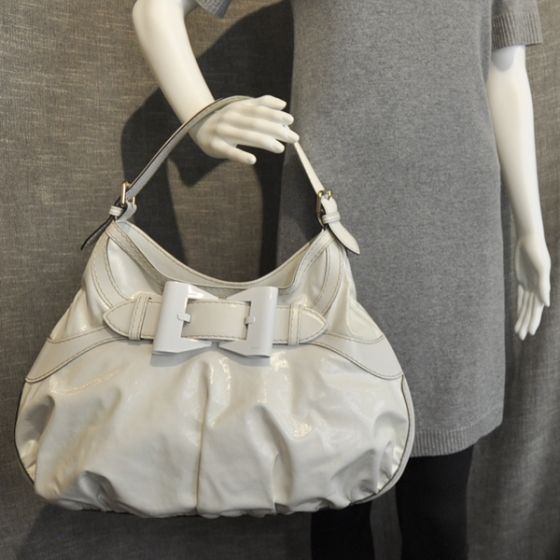 GUCCI Dialux QUEEN Hobo Bag Purse Handbag Bow White  