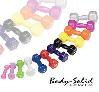 Body Solid 12 Pair / 1 15 lbs Vinyl Dumbbells BSTVDS164  