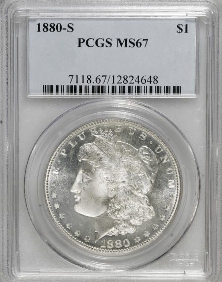 1880 S MS67 MORGAN SILVER DOLLAR PCGS MS 67 LOOKS CAMEO  