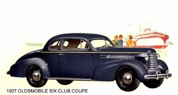 1937 OLDSMOBILE SIX ~ CLUB COUPE (BLUE) MAGNET  