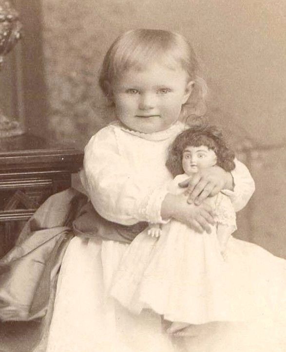 Tiny Girl & Doll, Pitcher, J.J. Millikin Photo Toronto  