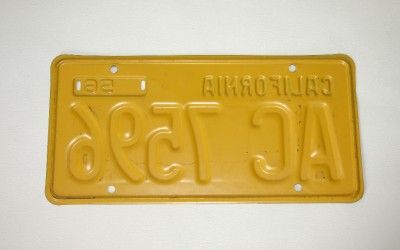 1956 1960 California Trailer License Plate DMV Clear  