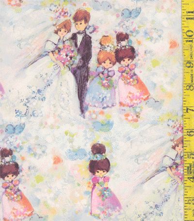   WRAPPING PAPER Wedding WATERCOLOR LOOK BRIDAL PARTY 1960s/1970s