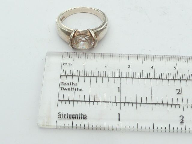 Vintage Sterling Silver Gem Set Ring Size UK S US 9 1/8 7.3g  