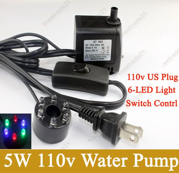   LED Color Submersible Water Pump Fountain Pond Aquarium 200L/ H  