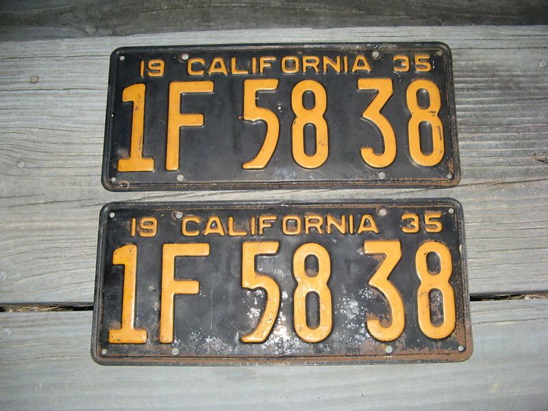 1935 35 CALIFORNIA CA LICENSE PLATE PAIR YOM DMV CLEAR  