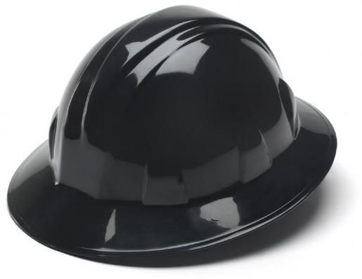 New Hard Hat Pyramex Full Brim 4pt Ratchet Black ANSI Approved 