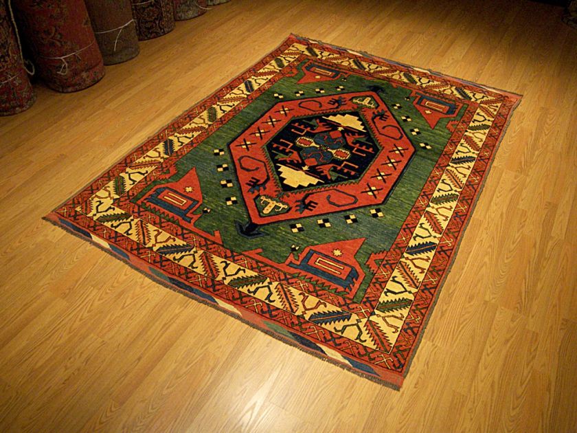   Vegetable Dye Hand spun Wool Afghan Kazak Tribal Area Rug 2440  