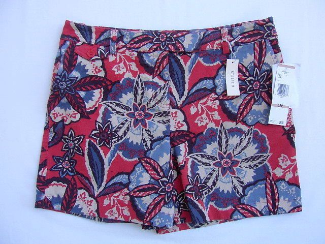 Jones New York Sport Petite Stretch Shorts Red/Blue NEW  