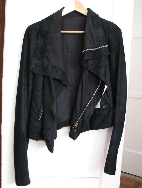 NEW Authentic Rick Owens Black Leather Jacket Motorcycle Moto Suede 