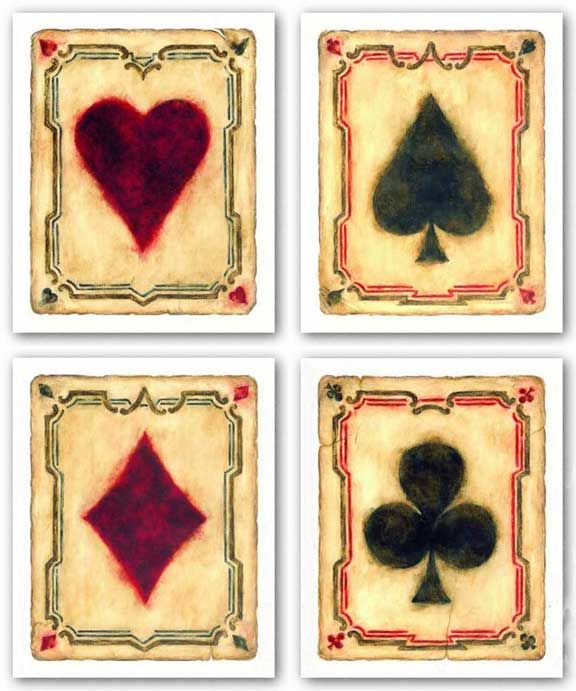 POKER ART SET Card Suits Set by Judy Kaufman  