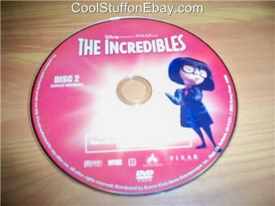 DISNEY THE INCREDIBLES ~ FULL SCREEN 2 DVD (DISCs ONLY) 786936279979 