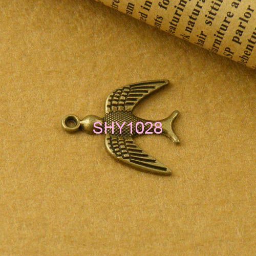 22Pcs Antiqued bronze swallow bird charm pendant #4083A  