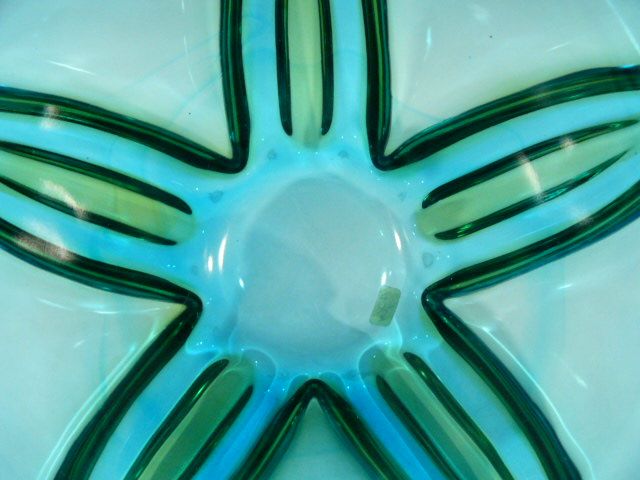 a764 Turquoise 9 Crystal Bowl Val St. LAMBERT  