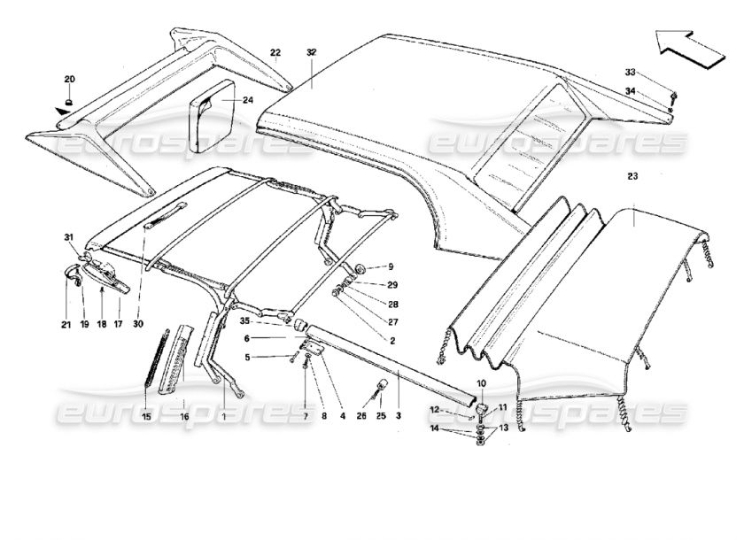 Ferrari Mondial Cabriolet RH Roof Hinge, # 61333800  