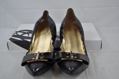 NINE WEST THENA BLACK LEATHER BOW FRONT TOE BALLET FLAT (#8445) 7 