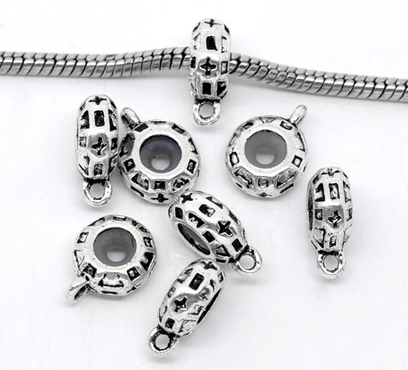 10 Stoppers W/Rubber Bail Beads Fit Charm Bracelet  