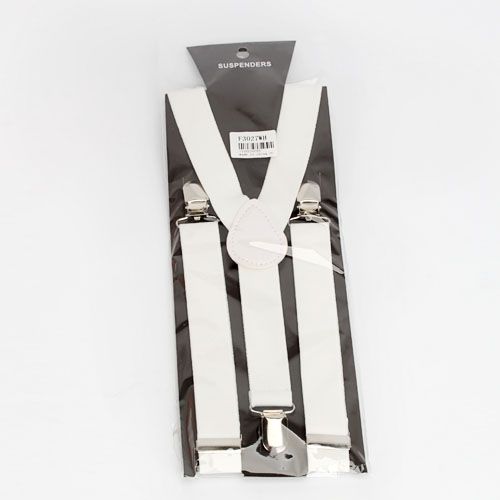 Clip on Braces Elastic Y back Suspenders White Y BACK  