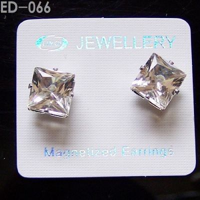 12Pairs 8mm White Cubic Zirconia MAGNETIC Stud Earrings  