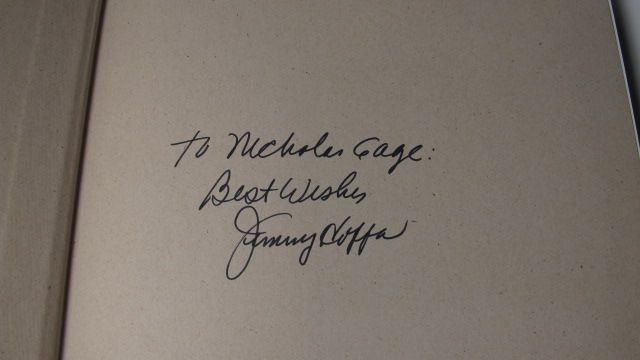 TEAMSTERS BOOK INSCRIBED BY JIMMY HOFFA JR. TO NICOLAS CAGE (NC #9 