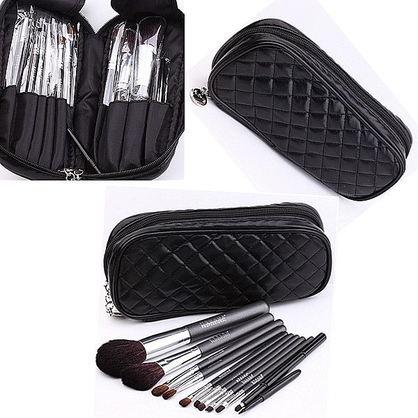 10PCS Pony Hair Make Up Brushes Set Case J0414 1  