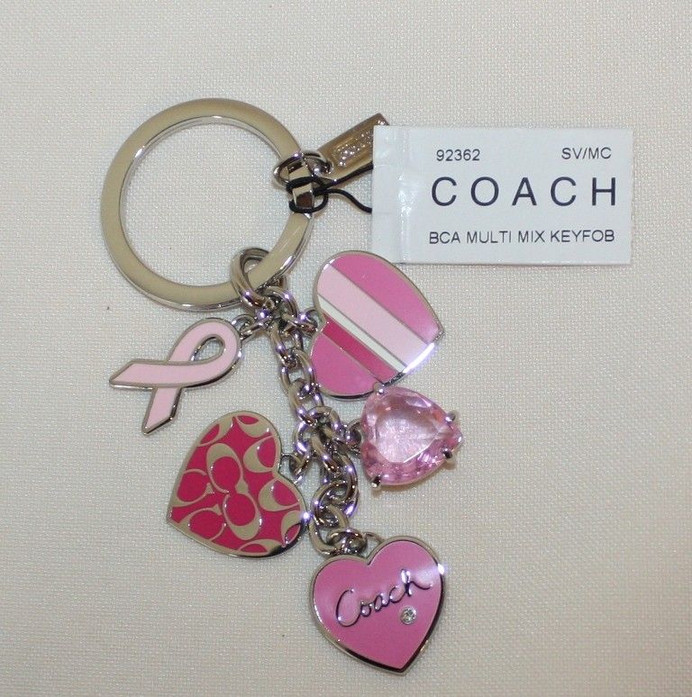 coach breast cancer mix key fob charm style 92352 made with coach 