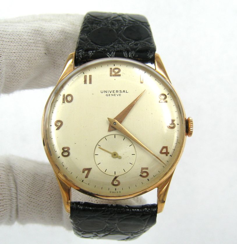 Vintage 1950s Universal Geneva 18K Pink Gold Mens Watch Caliber 262 