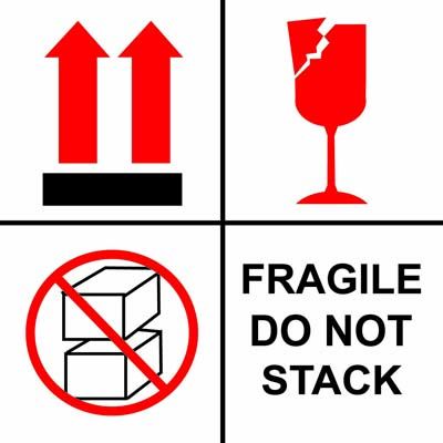   4x4 Do Not Stack This Side Up Arrow Fragile Glass Labels / Stickers