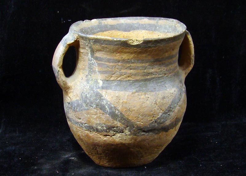 AURICLED MAJIAYAO CULTURE POTTERY POT WITH MYSTERIOUS G  