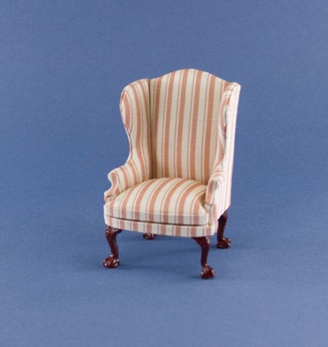 Dollhouse Miniature Elegant Pink Stripe Chair #C1006P  