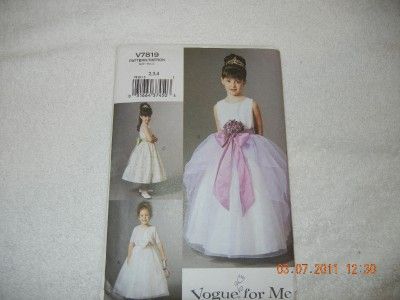 Wedding Bridesmaid Flower Girl Patterns Vogue McCalls  