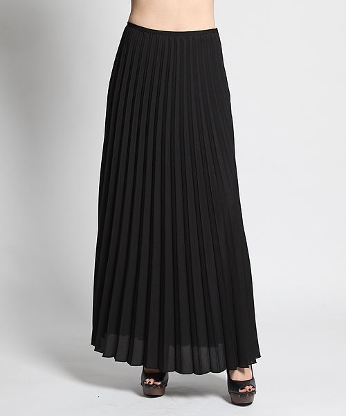 MOGAN Accordion Pleated Crepe MAXI SKIRT Stylish Hi Waisted A line 