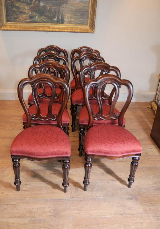 Set Victorian Balloon Back Admiralty Dining Chairs  