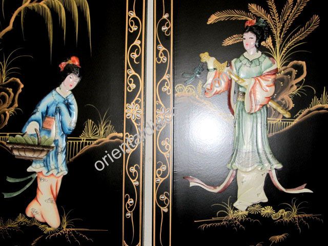   Lacquer Four Palace Beauties Wall Decor Plaques Asian Furniture  