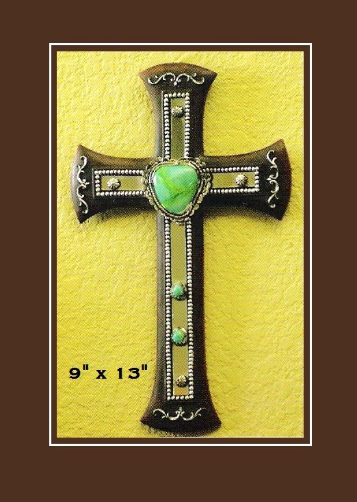 Western Home Decor  WALL CROSS  Mirror/TURQUOISE Stones  