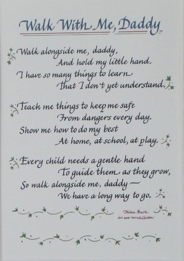 Walk With Me Daddy Picture Frame Poem Dad Gift Photo  