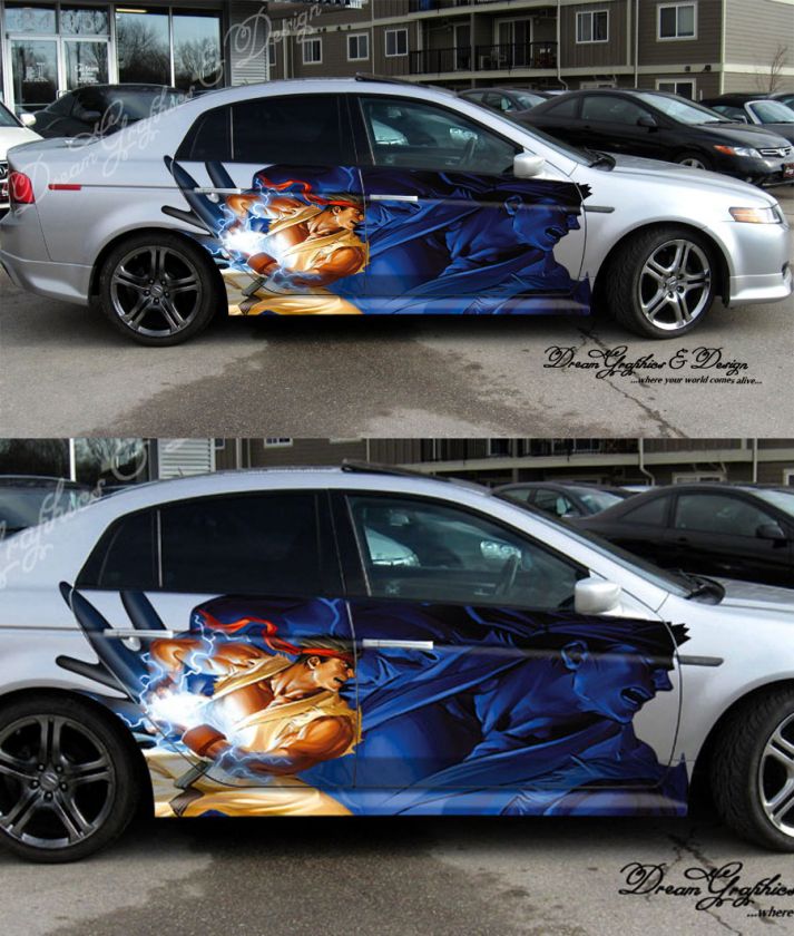 FULL COLOR CAR VINYL DECAL STICKER SIDE ANIME RYU HADOUKEN #27  